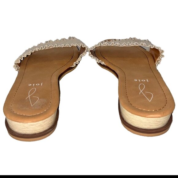 Joie Eidel Ivory / Off White Canvas Ruffled Slide Sandals - Size 9 - Picture 5 of 7